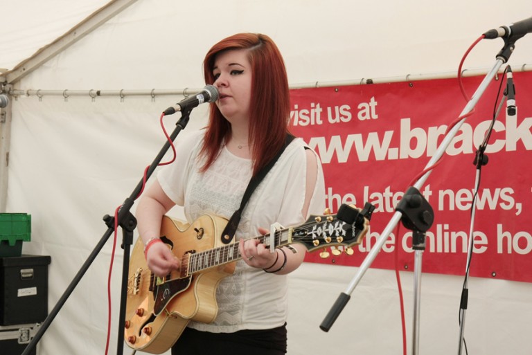 Abi Powell on stage at Bracknell Ale & Wine Festival 2015.