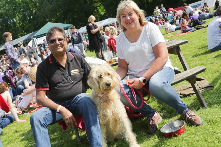 Bracknell Beer Festival at Bracknell Rugby Club Frank, Carol and Darcie the labradoodle.